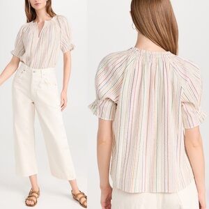 $295 Apiece Apart XS Organic Cotton Top Blouse Shirt Rainbow Metallic